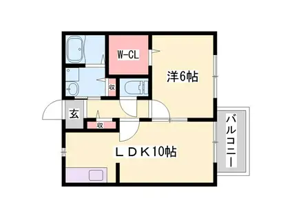 ル・シェモア(1LDK/2階)の間取り写真