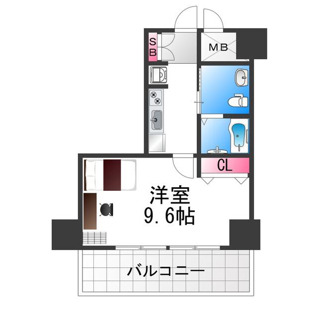 エルプレイス堺(1K/4階)の間取り写真