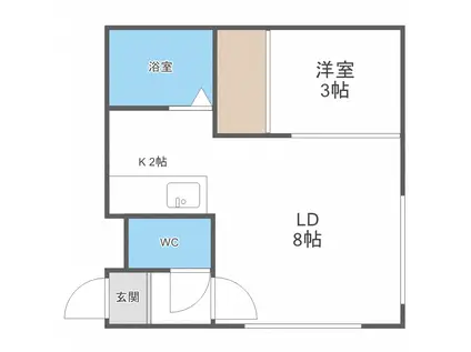 ハイツ東雲II(1LDK/2階)の間取り写真