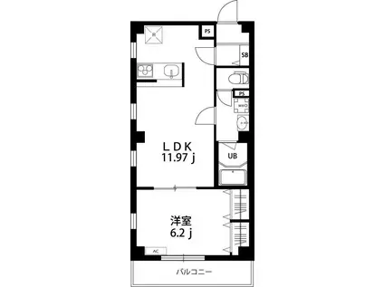リブリ・自由が丘II(1LDK/4階)の間取り写真