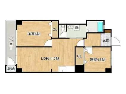 第五共立ビル(2LDK/7階)の間取り写真