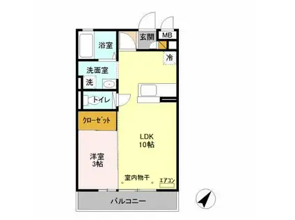レジュウィール(1LDK/3階)の間取り写真