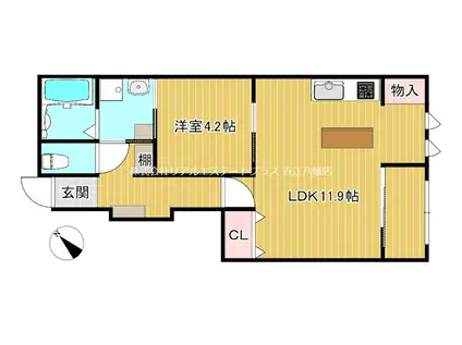 WOODSTOCK NEST(1LDK/1階)の間取り写真