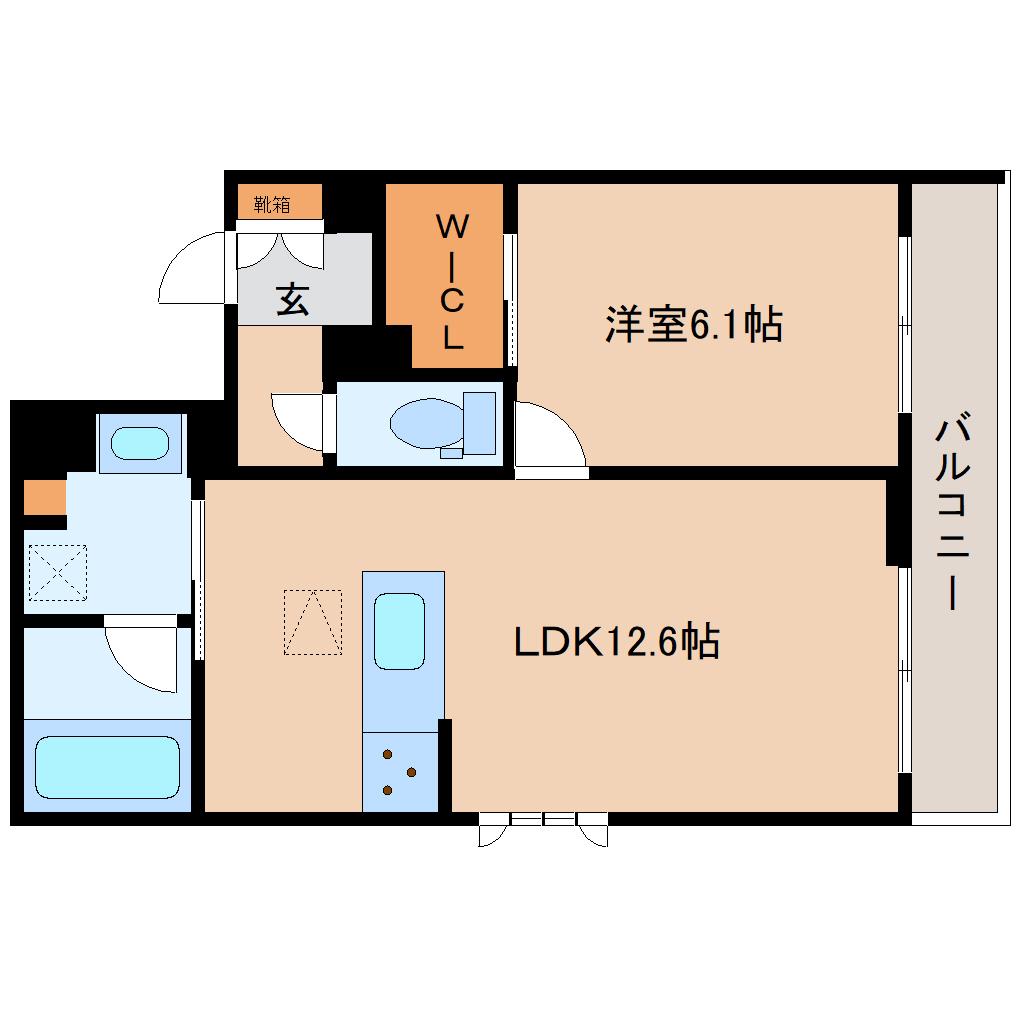 グラン フェリシア(1LDK/1階)の間取り写真