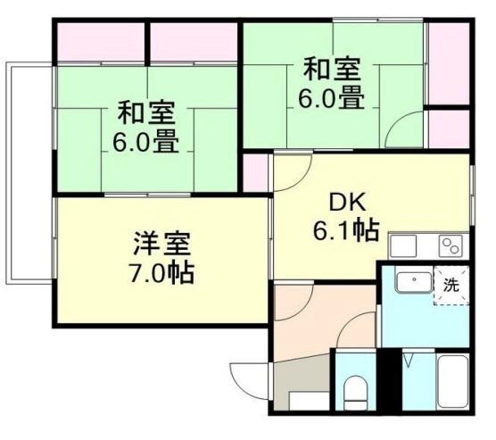 プロムナードE棟(3DK/2階)の間取り写真