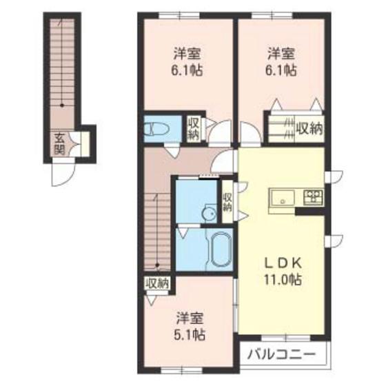 ディアコート(3LDK/2階)の間取り写真