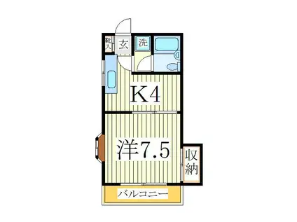 ロアール天王台壱番館(1K/2階)の間取り写真