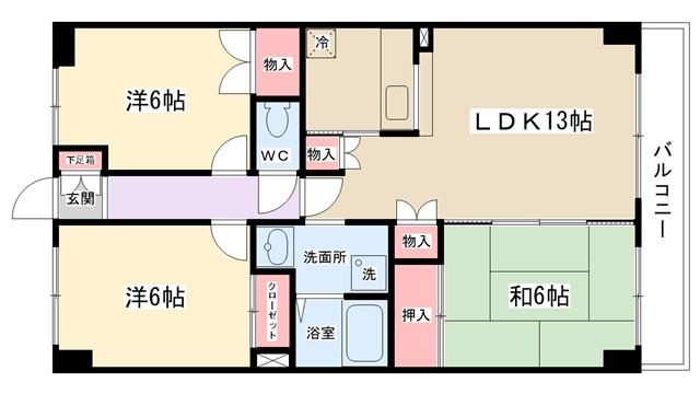 ドルフソニアドーロ(3LDK/5階)の間取り写真