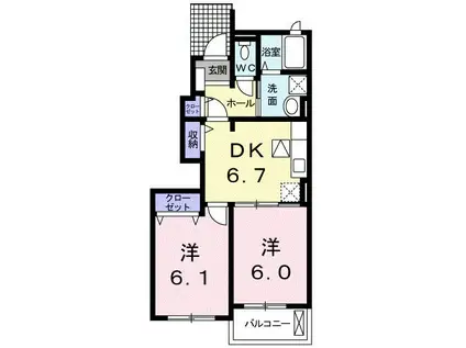 ウェルフェアC(2DK/1階)の間取り写真