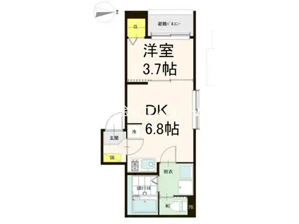 ボアソルテ(1DK/2階)の間取り写真