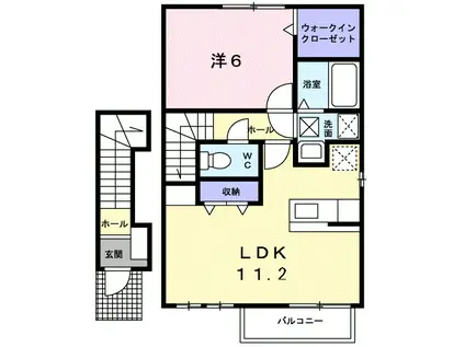 ソフトリー(1LDK/2階)の間取り写真