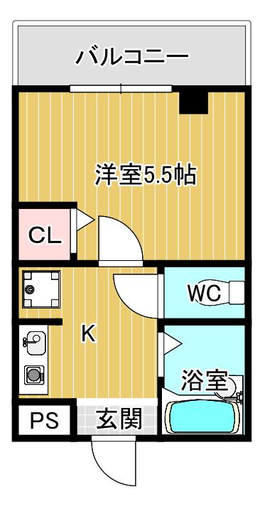 高槻井上ビル(1K/4階)の間取り写真