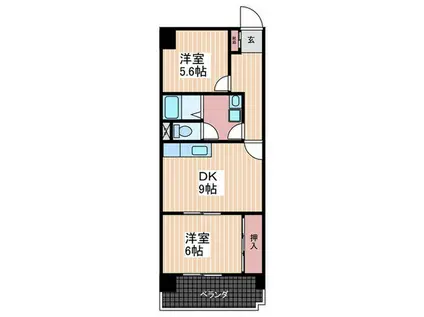 ルミナコート若草(2DK/2階)の間取り写真