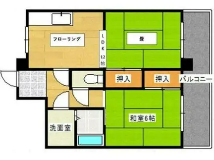 山陽グランドハイツ(1LDK/6階)の間取り写真