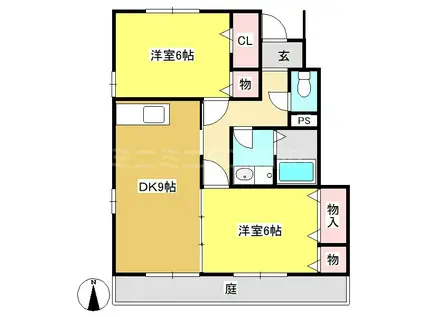 フルール C(2DK/1階)の間取り写真