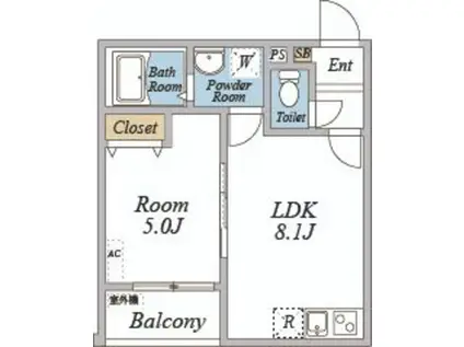カサデルソルVI(1LDK/1階)の間取り写真
