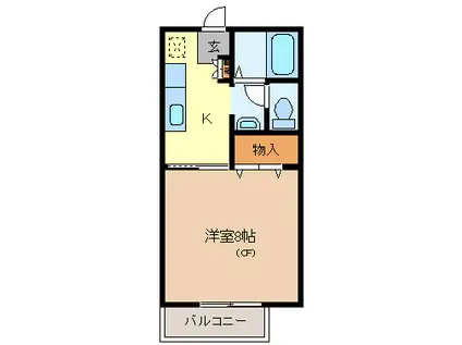 カレッジハイツ三輪(1K/1階)の間取り写真