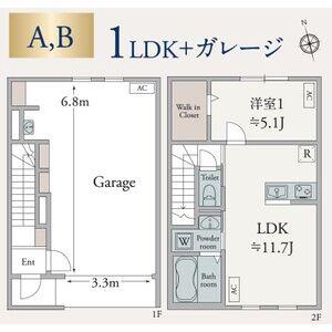 パインズガレージ(1LDK/1階)の間取り写真