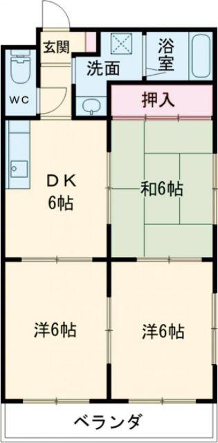 ラブリー三笠A棟(3DK/1階)の間取り写真