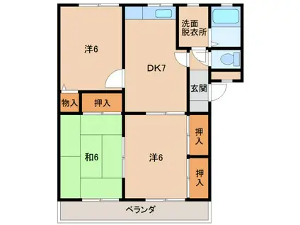 コーポサンライズ(3DK/2階)の間取り写真