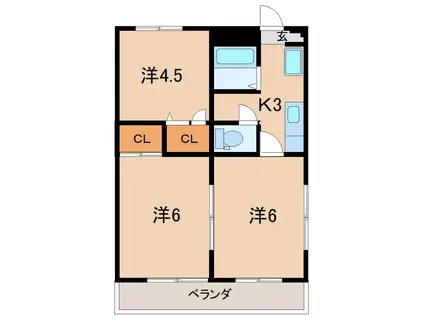 アルパインローズ3(3K/3階)の間取り写真