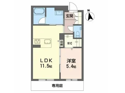 MIROIR 東別院(1LDK/1階)の間取り写真