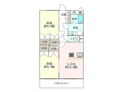 ファミール(2LDK/2階)の間取り写真