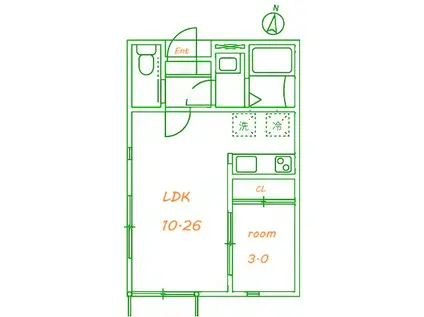 ジュネス(1LDK/1階)の間取り写真