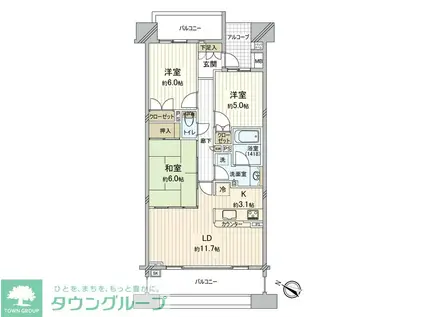 リーデンススクエアさいたま新都心クイントファース(3LDK/7階)の間取り写真