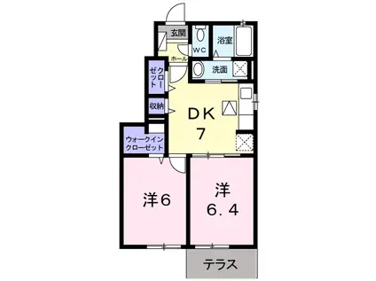 メル・リリーブ(2DK/1階)の間取り写真