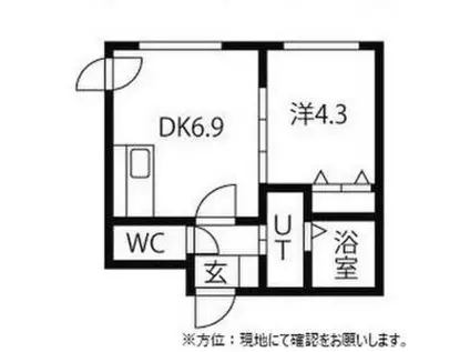 セレッソ北円山(1DK/4階)の間取り写真