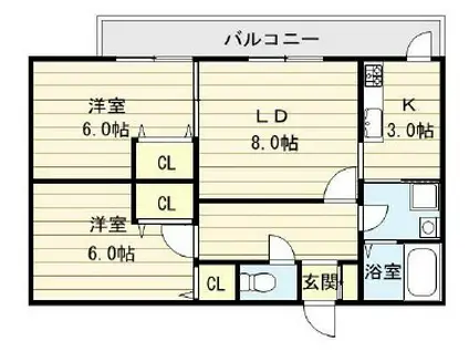 アグリアーブル(2LDK/2階)の間取り写真