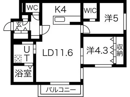 CROSSBELL524(2LDK/1階)の間取り写真
