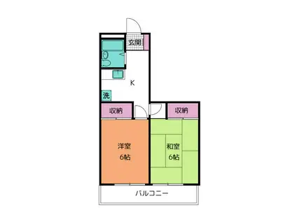 大仁マンション(2K/6階)の間取り写真
