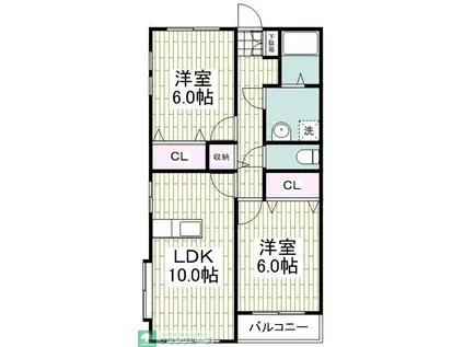 コンフォールM(2LDK/2階)の間取り写真