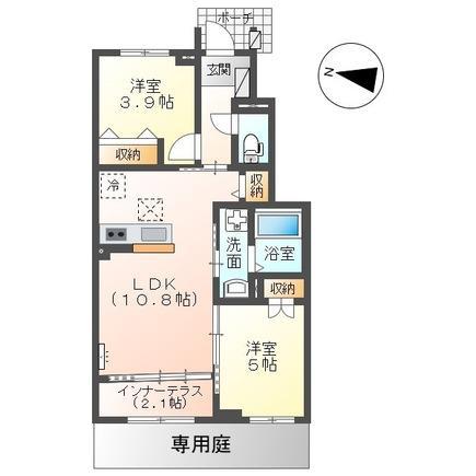 ベルスーズ(2LDK/1階)の間取り写真