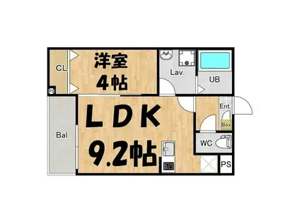 ジーメゾン春日部浜川戸(1LDK/1階)の間取り写真