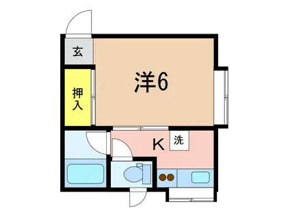 ふらッツなかよし(1K/2階)の間取り写真