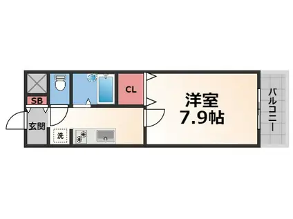 ステュディオ(1K/6階)の間取り写真