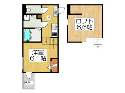 東野八反畑町A(1K/1階)の間取り写真