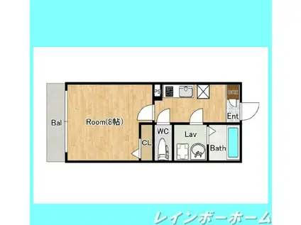 ジーメゾン松六実ビアン(1K/3階)の間取り写真