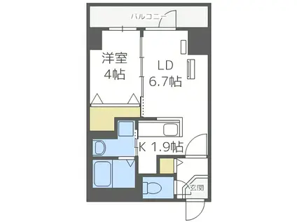 グランカーサ南6条(1LDK/10階)の間取り写真