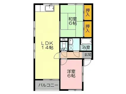 コウ河崎(2LDK/2階)の間取り写真