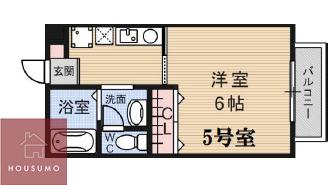 メゾンソレイユ岡町(1K/1階)の間取り写真