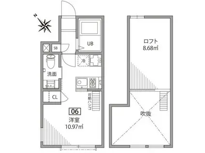 オギクボテラス(ワンルーム/1階)の間取り写真