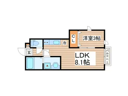 ガス割 第九弾 ESCONDITE卸町I(1LDK/1階)の間取り写真