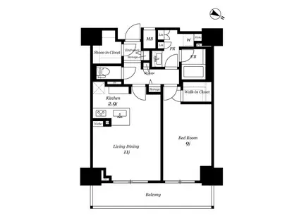 ロイヤルパークスER万代(1LDK/8階)の間取り写真