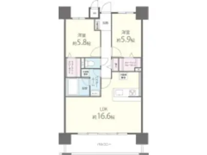 クリスタ京都(2LDK/8階)の間取り写真