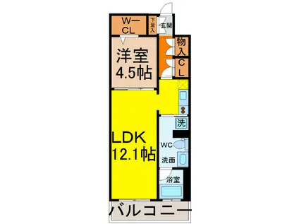 ALATO白壁(1LDK/7階)の間取り写真