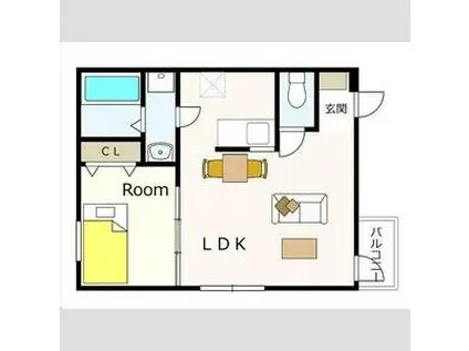 茜さす春のセラビィ(1LDK/1階)の間取り写真